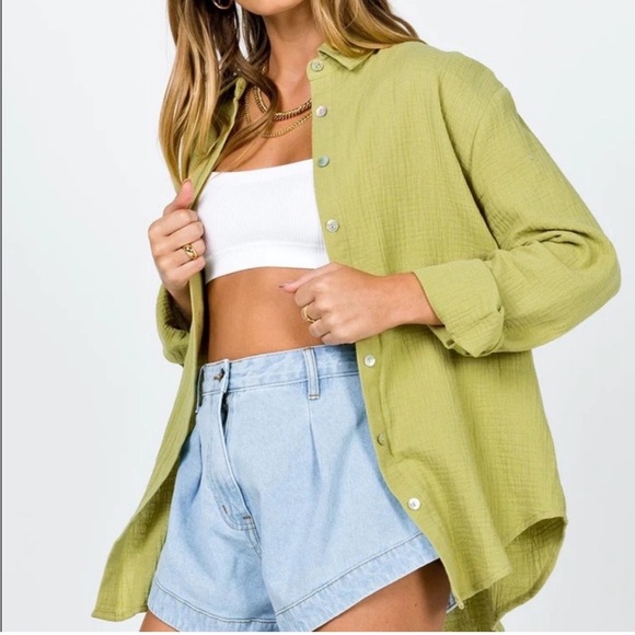 Princess Polly Tops - Princess Polly Mahalia Green Button Up Shirt